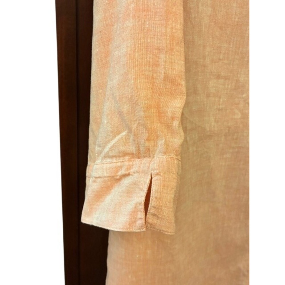 Chico's Linen Shirt Women 4X Coral Orange Excellent No Iron 3/4 Sleeve Button Up - Picture 4 of 6